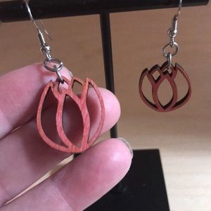 Wooden Tulip Earrings Handmade